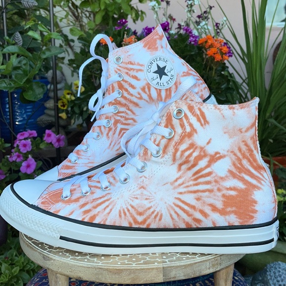 New Orange Sunburst Tie Dye Converse Hi Tops Sz 11 - Picture 4 of 15